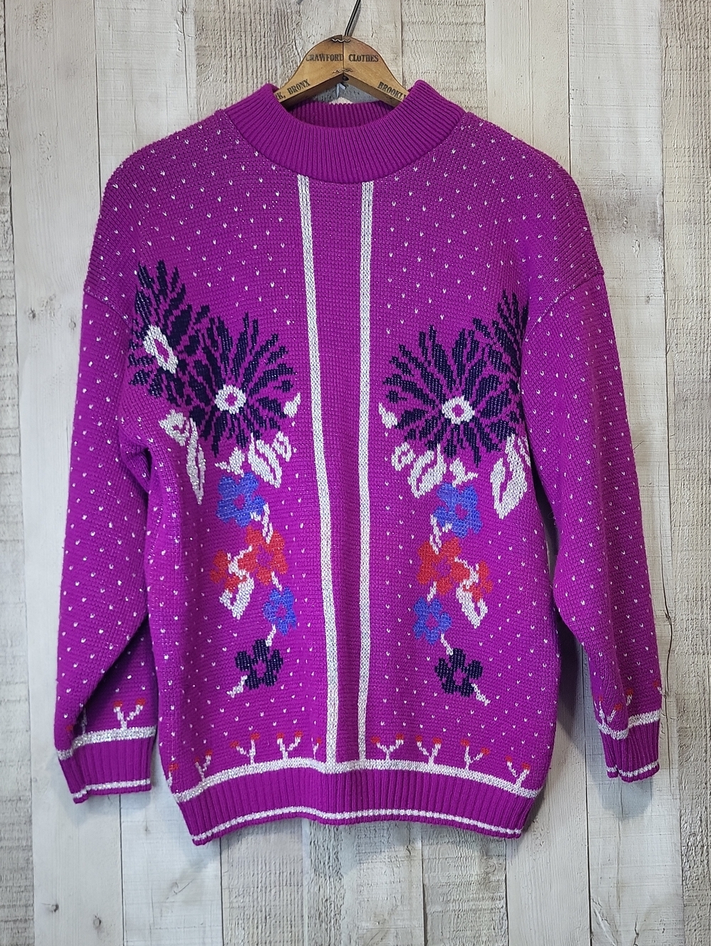 Grace Purple Floral Sweater. Ladies Size Large.